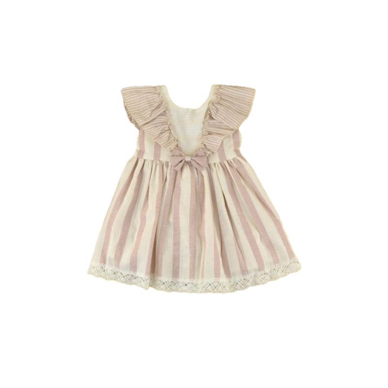 VESTIDO NIÑA RAYAS BEIG