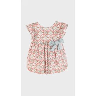 VESTIDO NIÑA SALMON LAZO AZUL