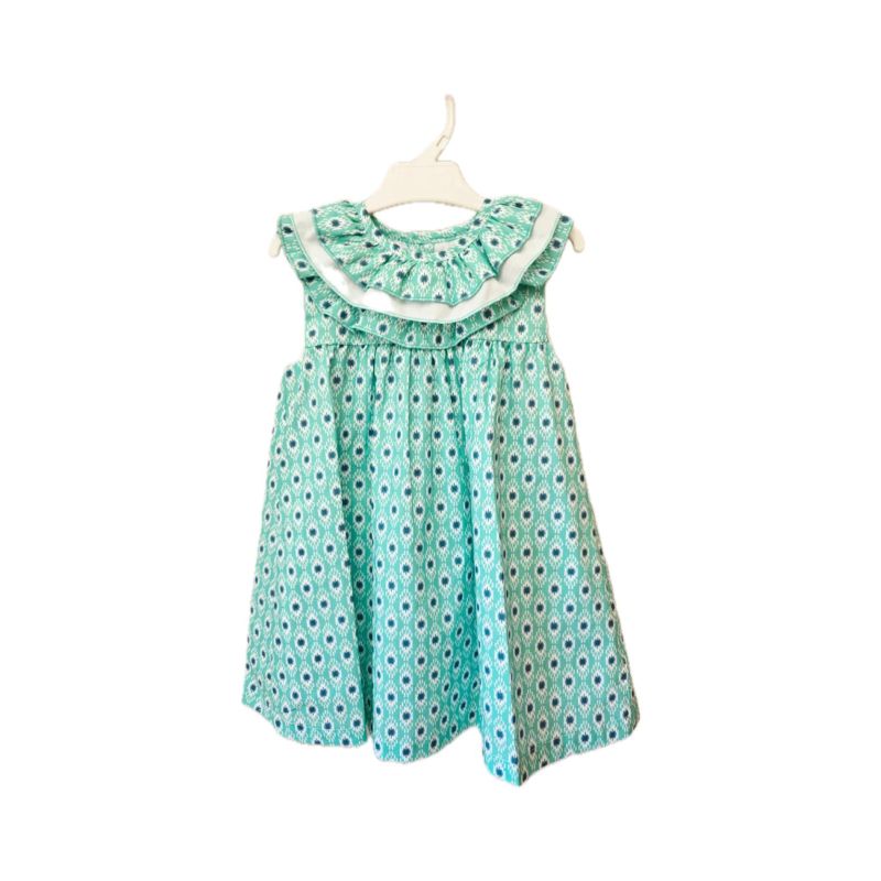 VESTIDO VERDE CUELLO VOLANTE