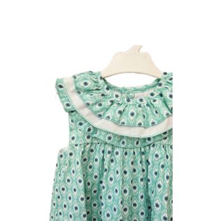 VESTIDO VERDE CUELLO VOLANTE