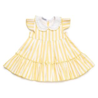 VESTIDO VOLANTE RAYAS AMARILLO