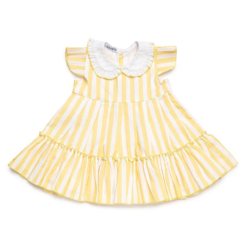 VESTIDO VOLANTE RAYAS AMARILLO