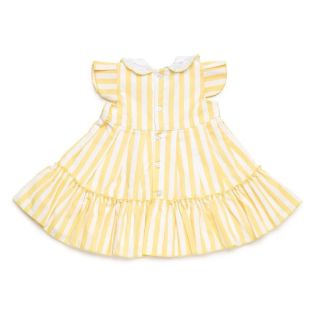 VESTIDO VOLANTE RAYAS AMARILLO