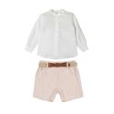 CONJUNTO NIÑO RAYAS BEIG CINTURON