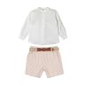 CONJUNTO NIÑO RAYAS BEIG CINTURON