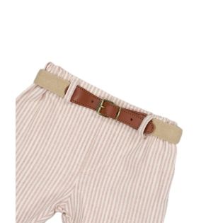 CONJUNTO NIÑO RAYAS BEIG CINTURON