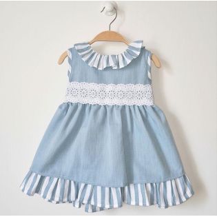 VESTIDO AZUL EMPOLVADO