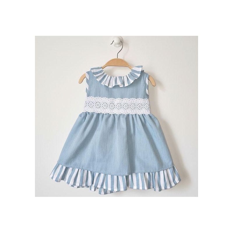 VESTIDO AZUL EMPOLVADO