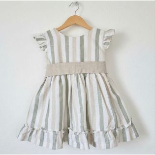 VESTIDO VERDE Y BEIG
