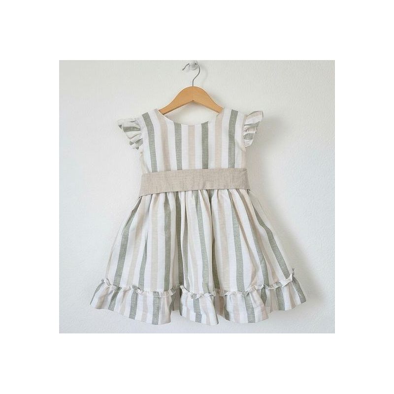 VESTIDO VERDE Y BEIG