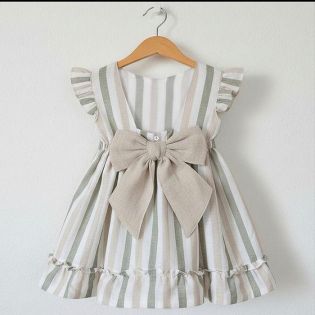 VESTIDO VERDE Y BEIG