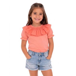 CAMISETA CUELLO VOLANTE CORAL