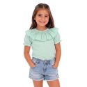 CAMISETA CUELLO VOLANTE VERDE MAR