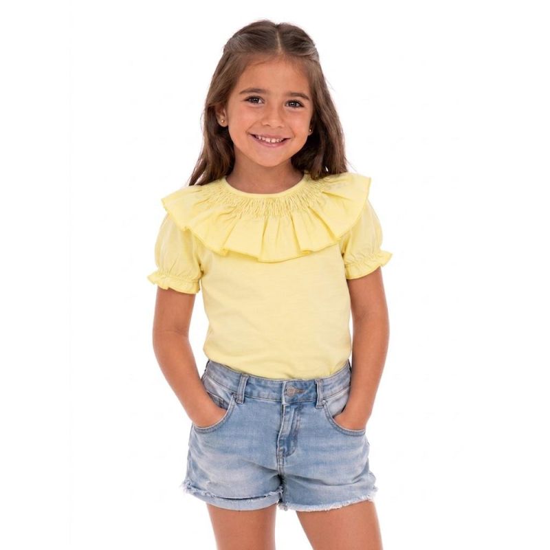 CAMISETA CUELLO VOLANTE AMARILLO